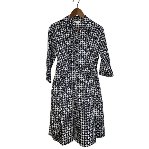 Charter Club Dresses & Skirts - Charter Club Geometric Pattern Button-Down Shirt Dress Navy Blue and White